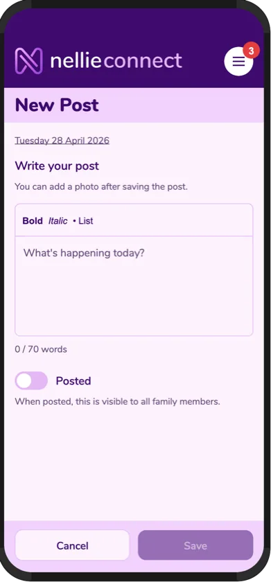 The nellie connect posts screen
