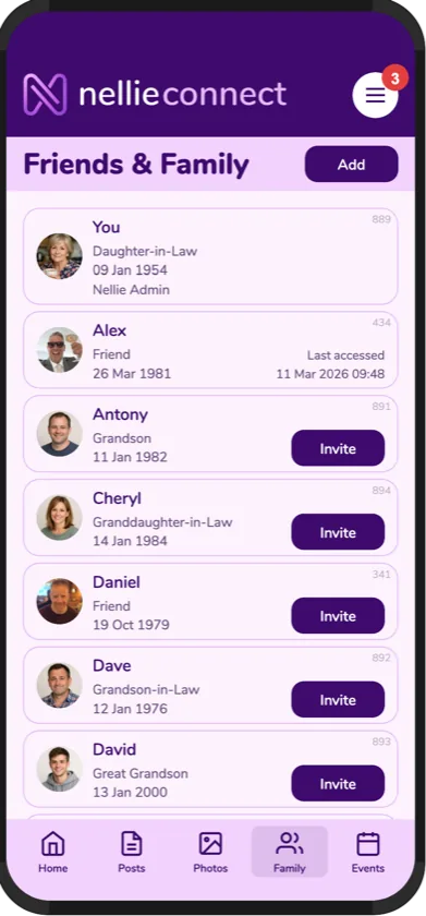 The nellie connect family invite screen