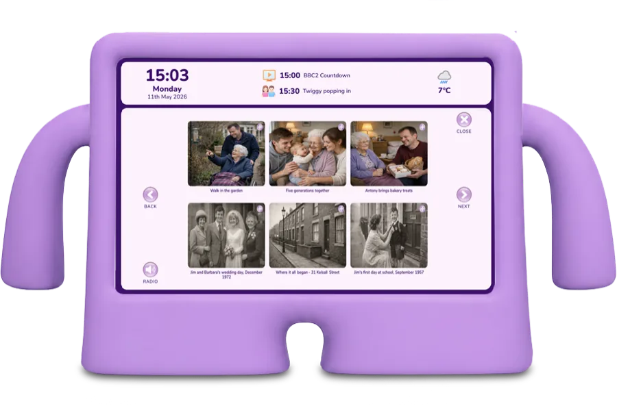 The nellie tablet showing six familiar photo memories