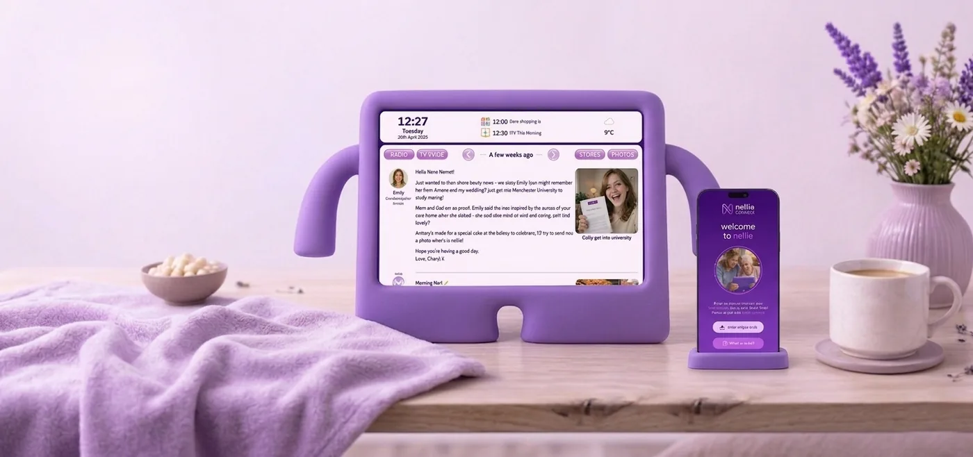 The nellie tablet and its box on a kitchen table