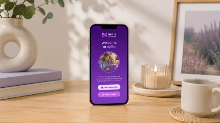 The nellie connect welcome screen on a phone